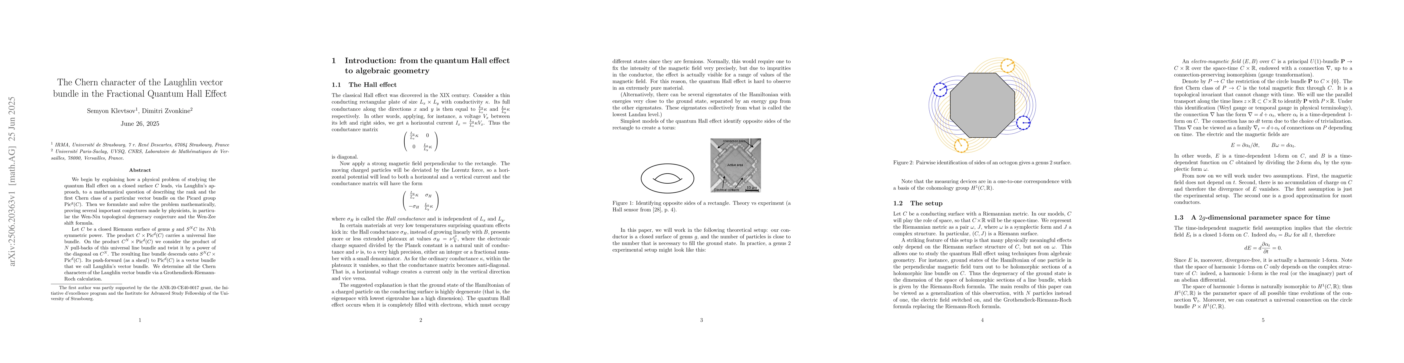 Thumbnail for The Chern character of the Laughlin vector bundle in the Fractional
  Quantum Hall Effect