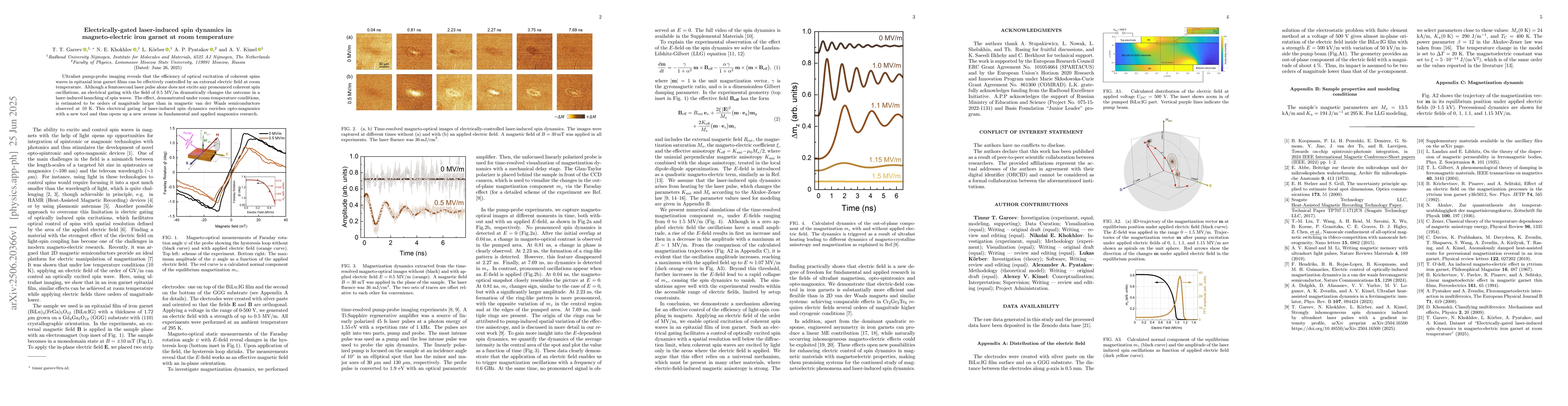 Thumbnail for Electrically-gated laser-induced spin dynamics in magneto-electric iron
  garnet at room temperature