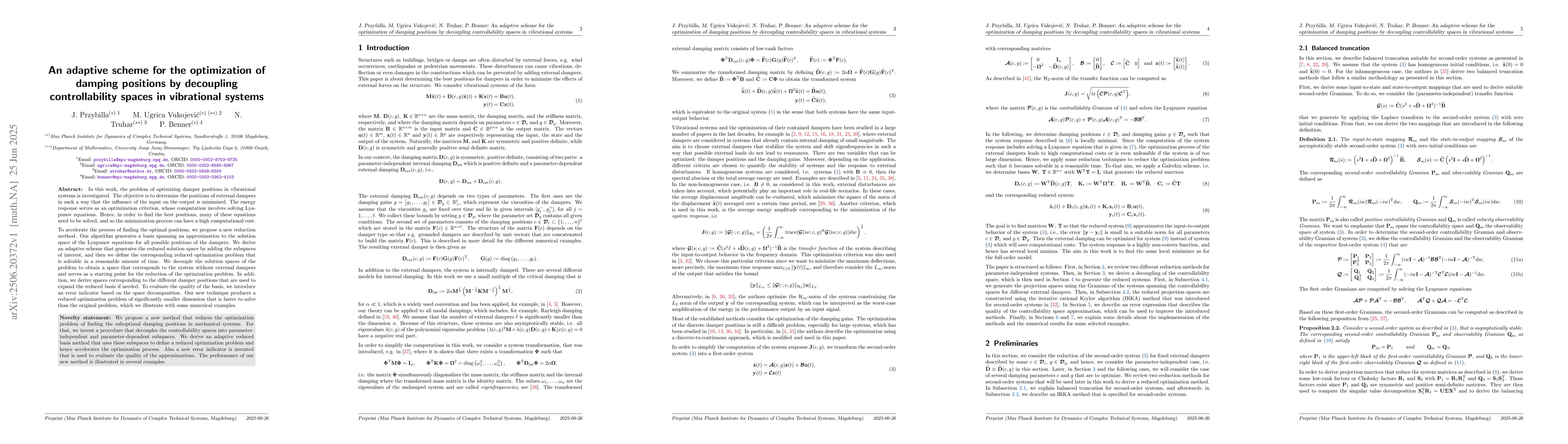 Thumbnail for An adaptive scheme for the optimization of damping positions by
  decoupling controllability spaces in vibrational systems