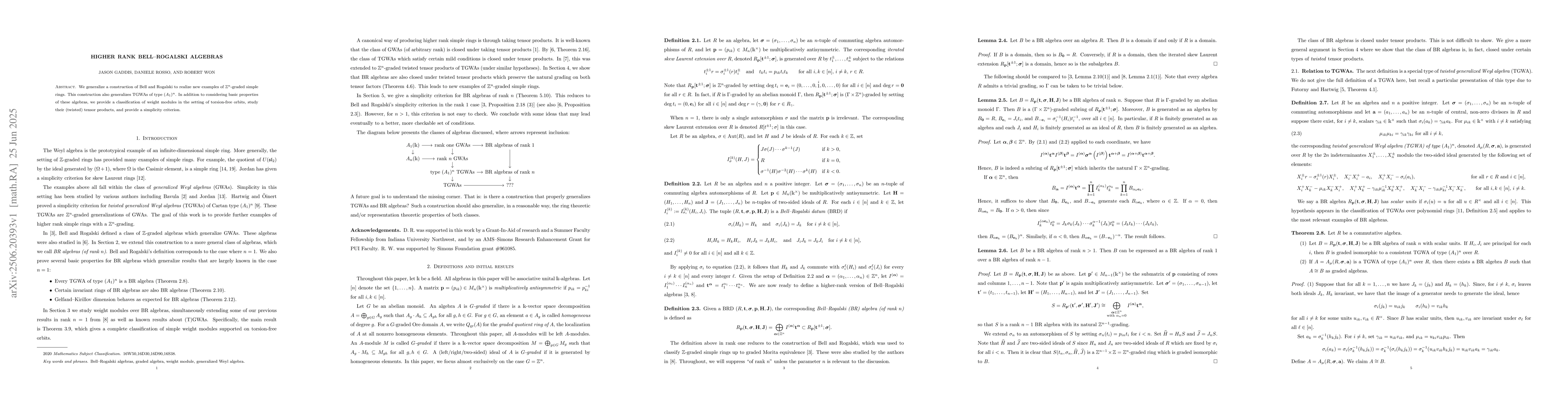 Thumbnail for Higher rank Bell--Rogalski algebras