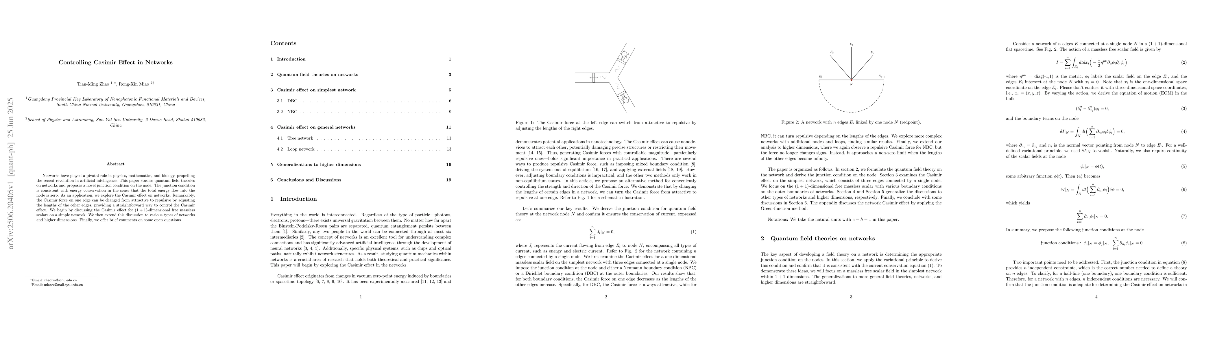 Thumbnail for Controlling Casimir Effect in Networks