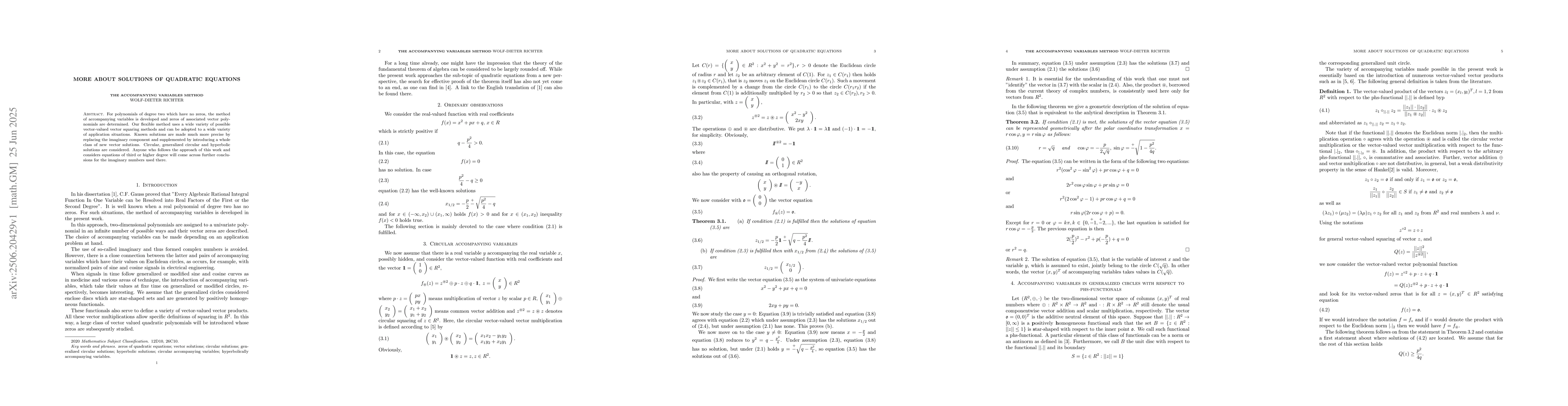 Thumbnail for More about solutions of quadratic equations