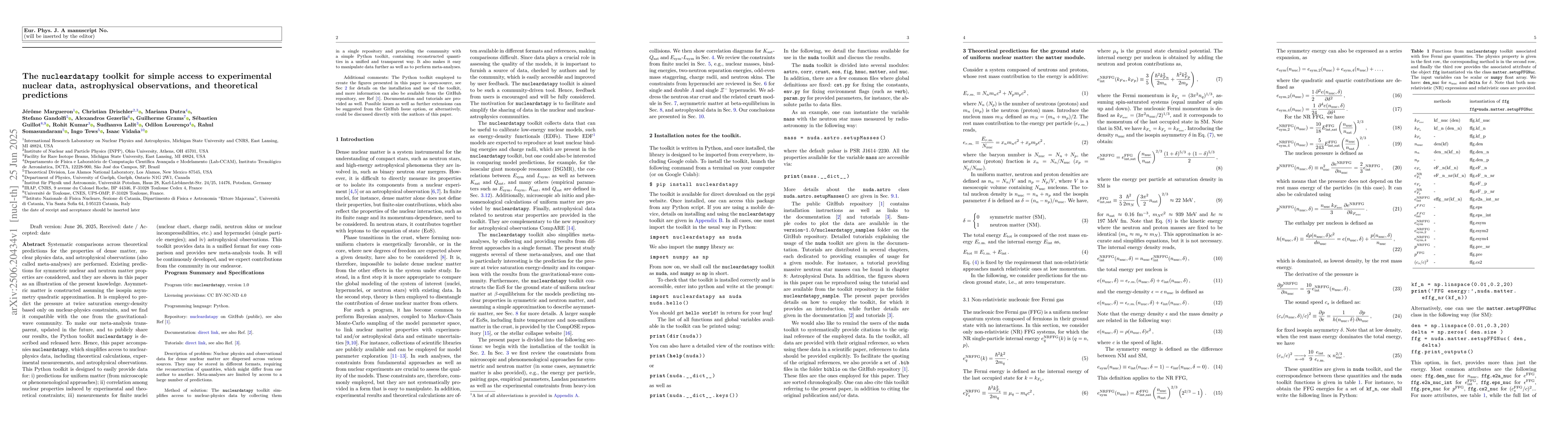 Thumbnail for The nucleardatapy toolkit for simple access to experimental nuclear
  data, astrophysical observations, and theoretical predictions