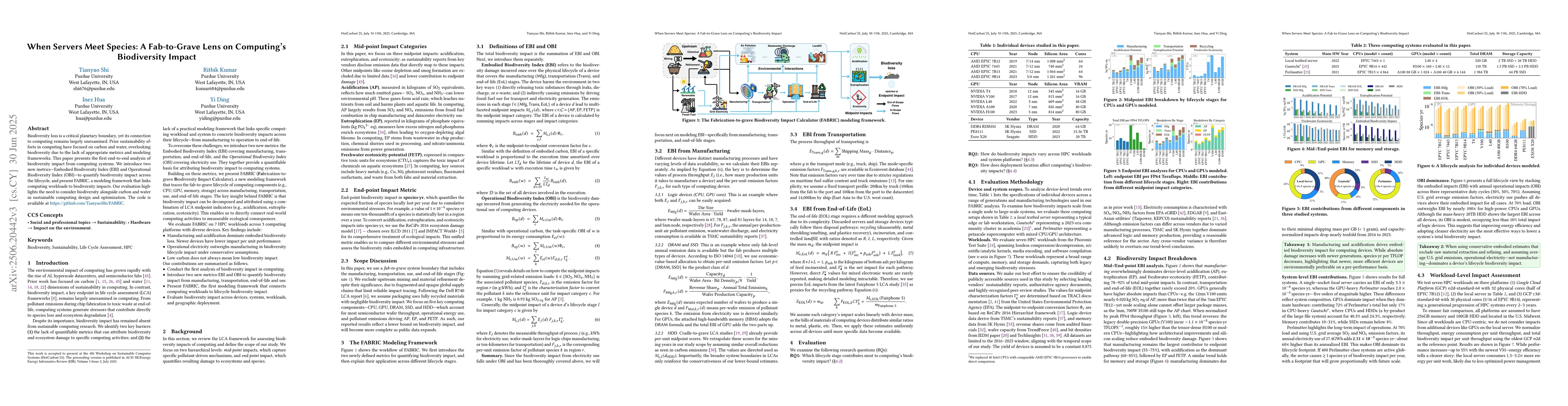Thumbnail for When Servers Meet Species: A Fab-to-Grave Lens on Computing's
  Biodiversity Impact