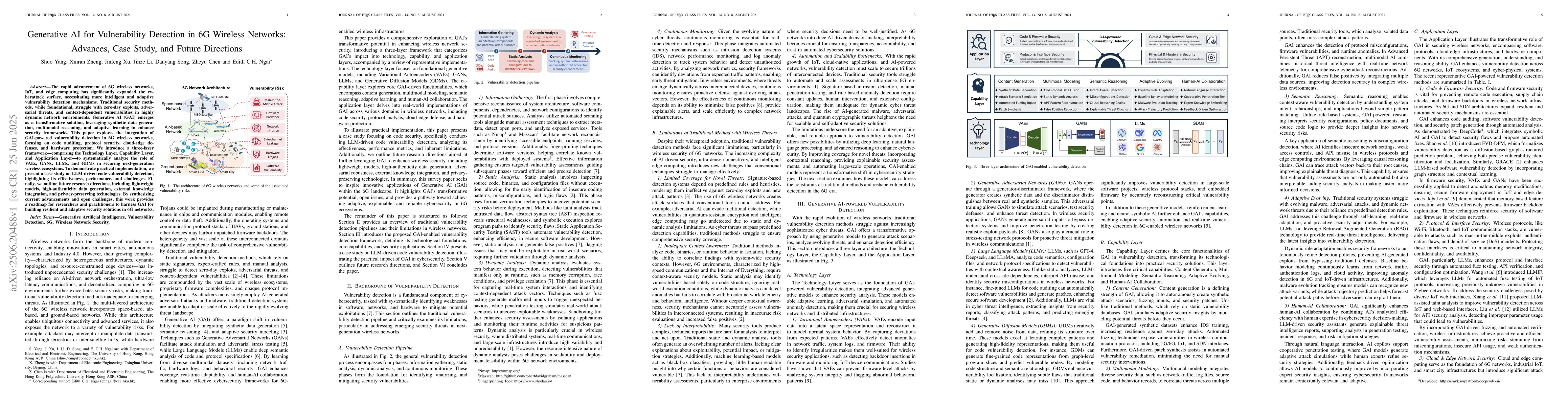 Thumbnail for Generative AI for Vulnerability Detection in 6G Wireless Networks:
  Advances, Case Study, and Future Directions