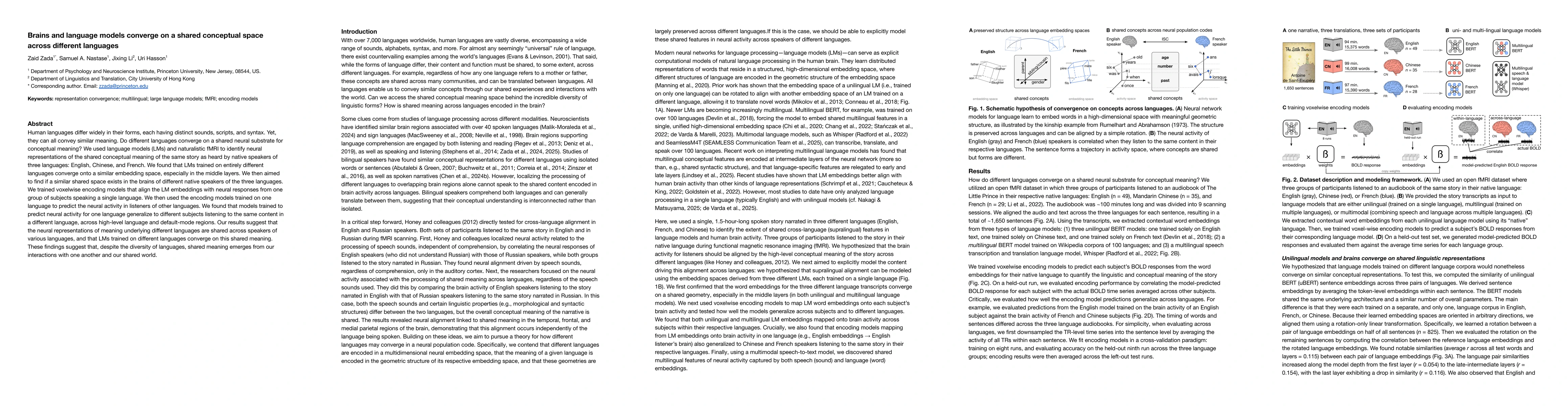 Thumbnail for Brains and language models converge on a shared conceptual space across
  different languages