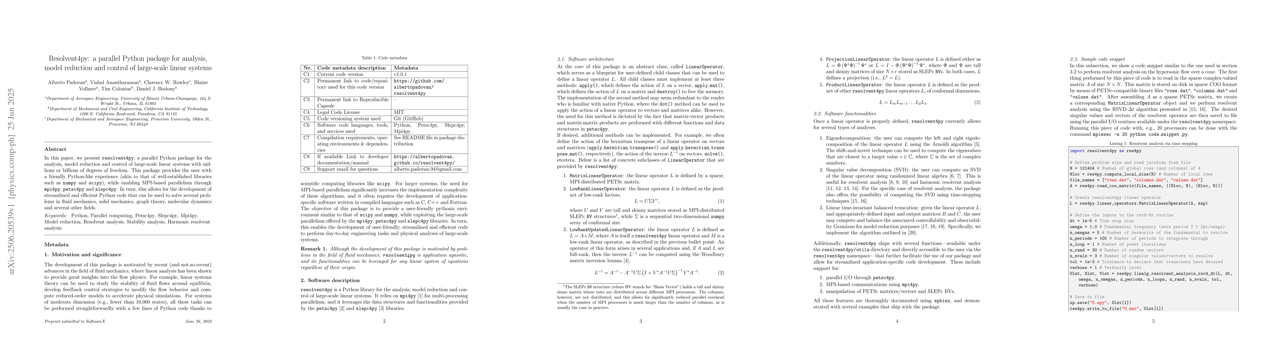 Thumbnail for Resolvent4py: a parallel Python package for analysis, model reduction
  and control of large-scale linear systems