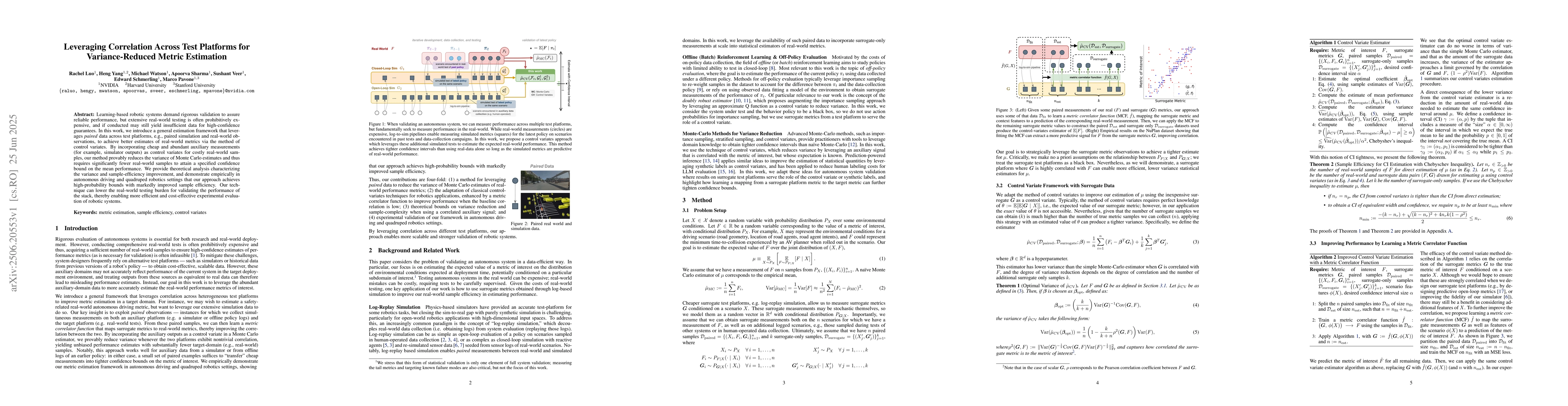 Thumbnail for Leveraging Correlation Across Test Platforms for Variance-Reduced Metric
  Estimation