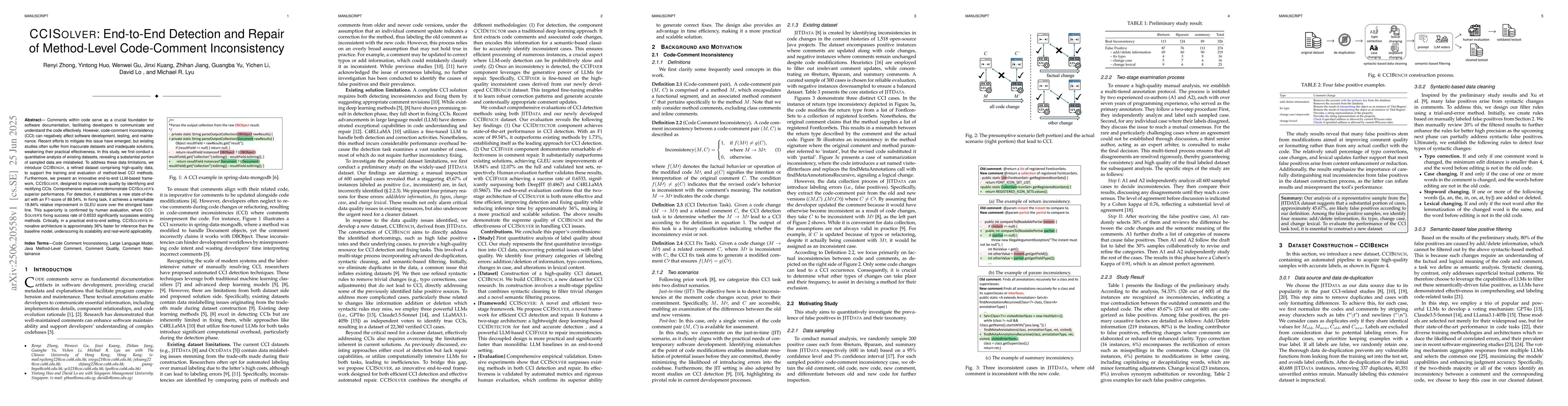 Thumbnail for CCISolver: End-to-End Detection and Repair of Method-Level Code-Comment
  Inconsistency