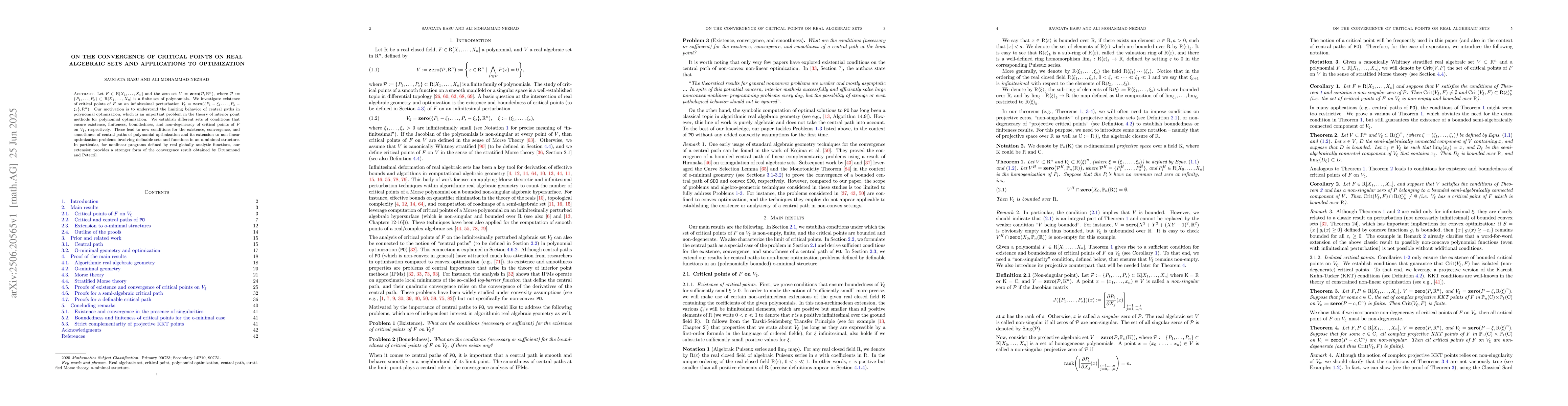 Thumbnail for On the convergence of critical points on real algebraic sets and
  applications to optimization