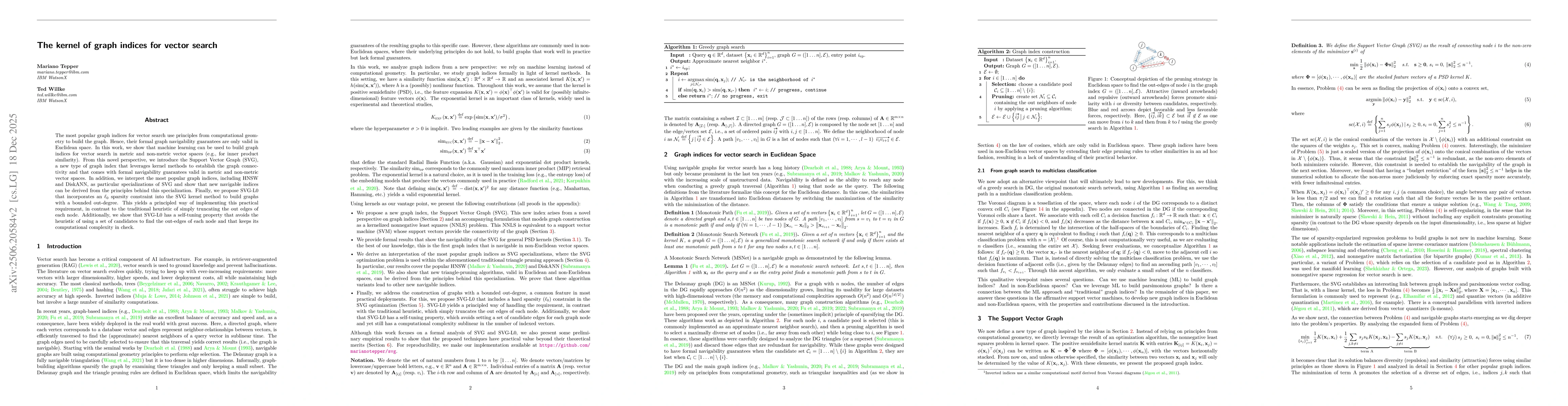 Thumbnail for The kernel of graph indices for vector search