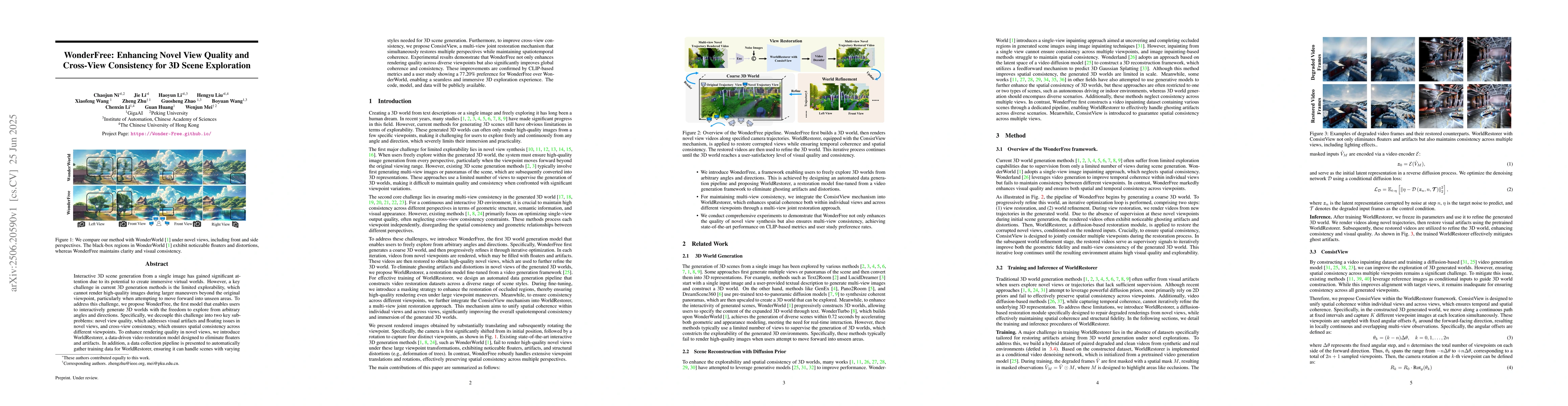 Thumbnail for WonderFree: Enhancing Novel View Quality and Cross-View Consistency for
  3D Scene Exploration