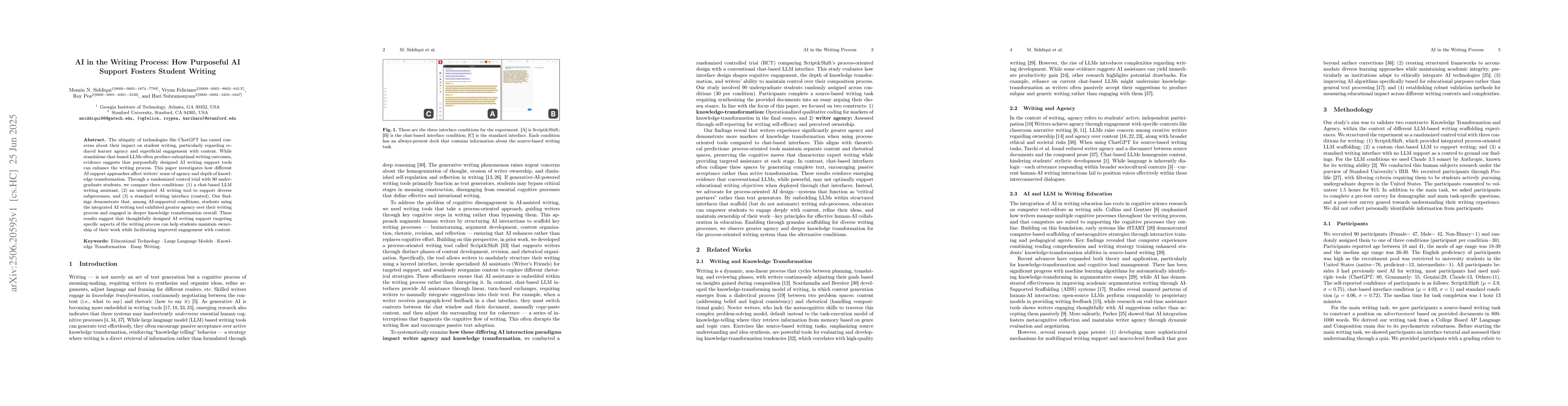 Thumbnail for AI in the Writing Process: How Purposeful AI Support Fosters Student
  Writing