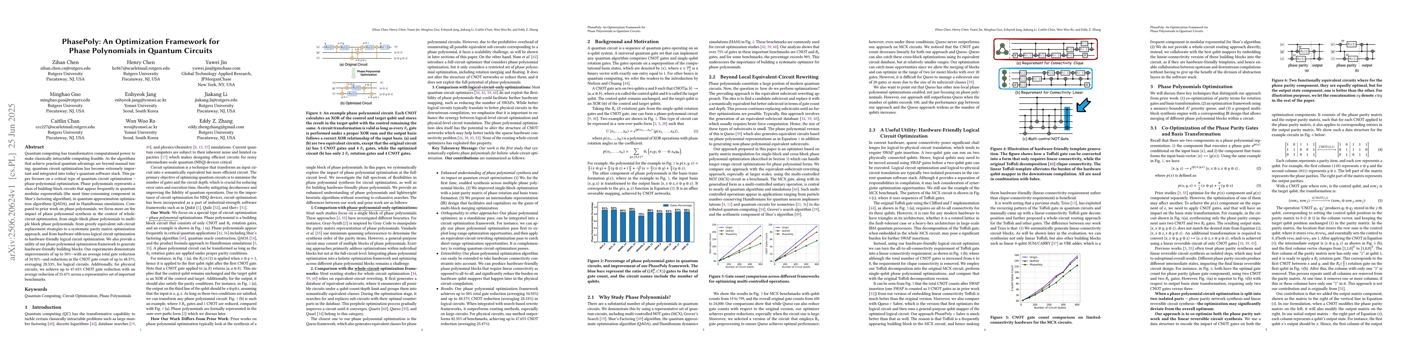 Thumbnail for PhasePoly: An Optimization Framework forPhase Polynomials in Quantum
  Circuits
