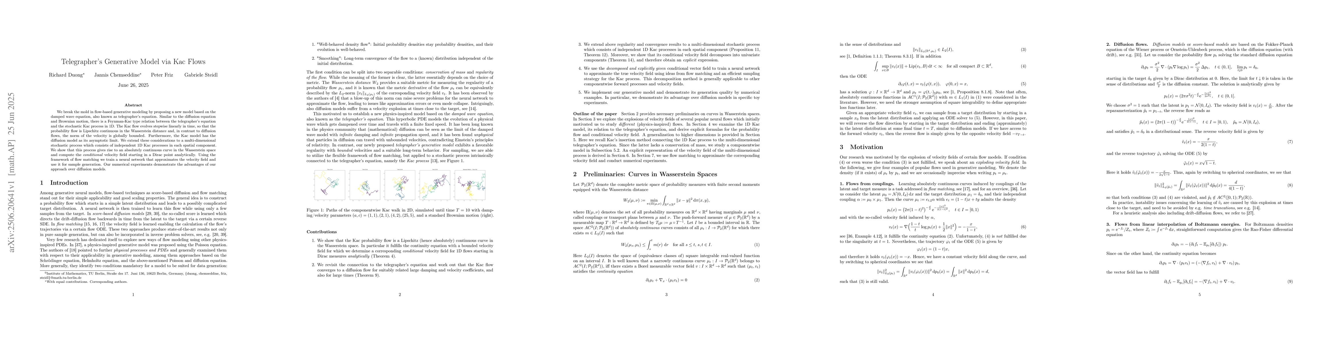 Thumbnail for Telegrapher's Generative Model via Kac Flows