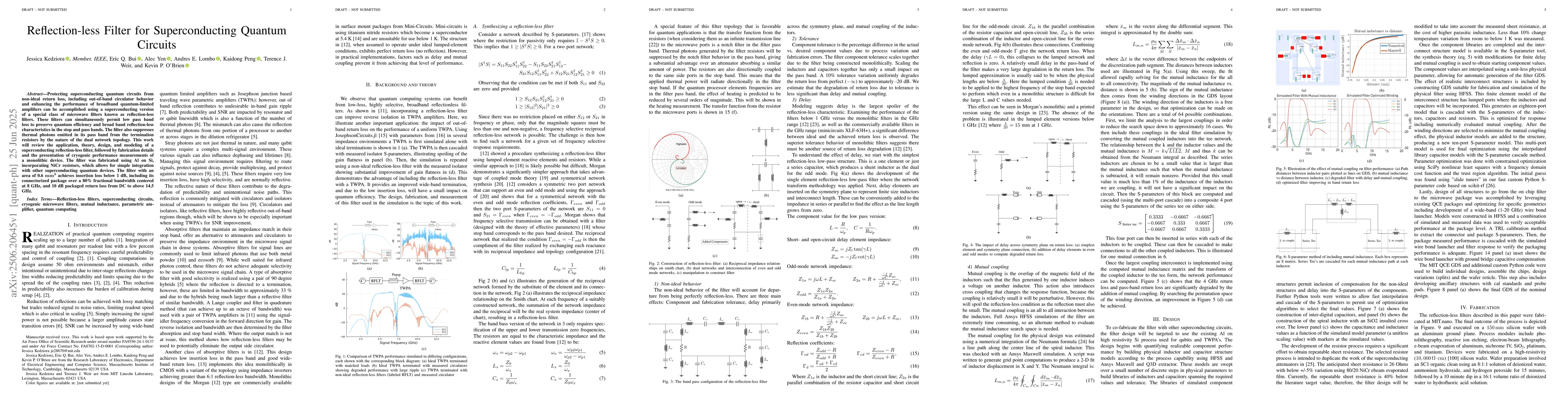 Thumbnail for Reflection-less filter for superconducting quantum circuits
