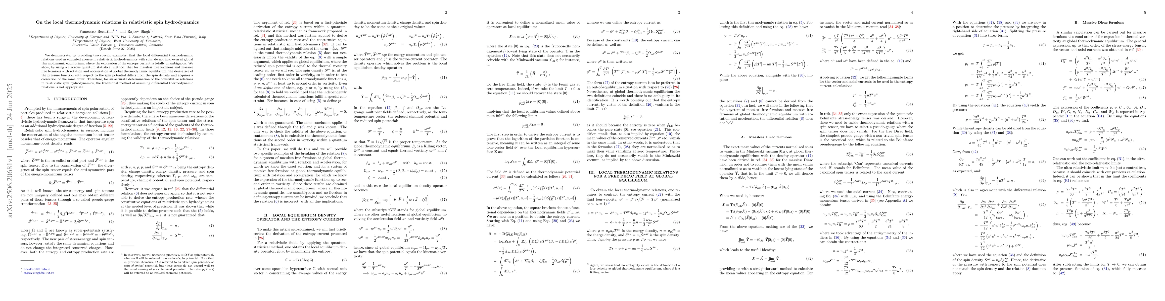 Thumbnail for On the local thermodynamic relations in relativistic spin hydrodynamics