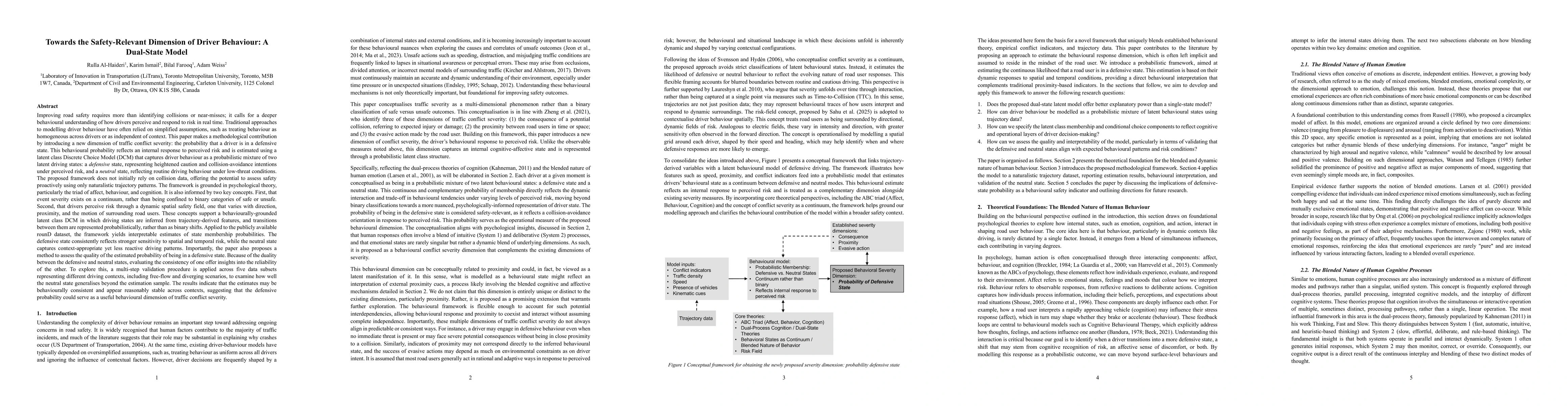 Thumbnail for Towards the Safety-Relevant Dimension of Driver Behaviour: A Dual-State
  Model