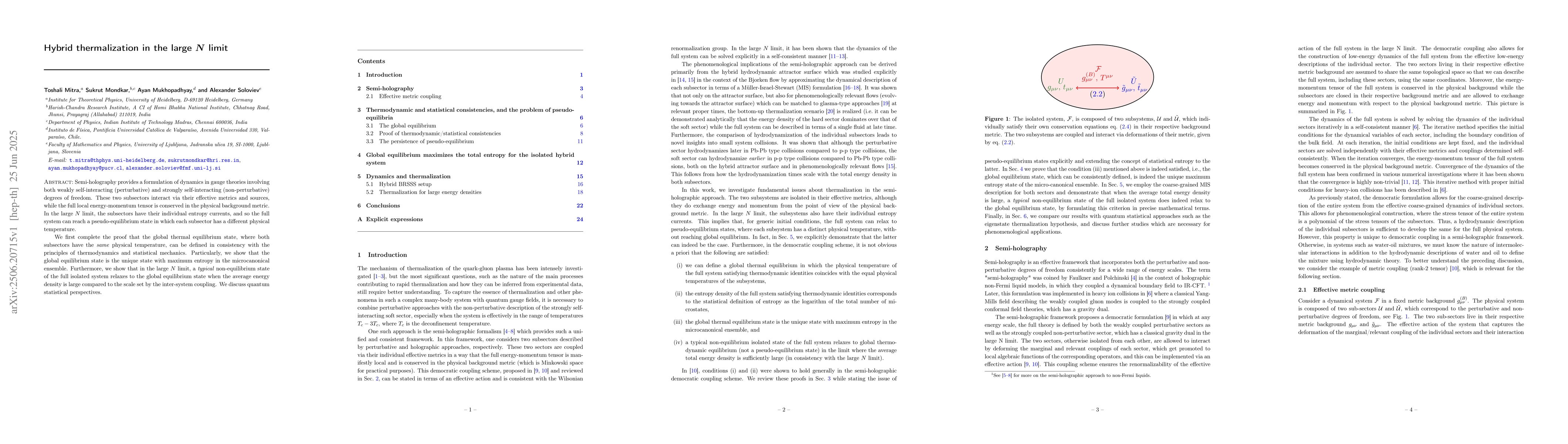 Thumbnail for Hybrid thermalization in the large $N$ limit