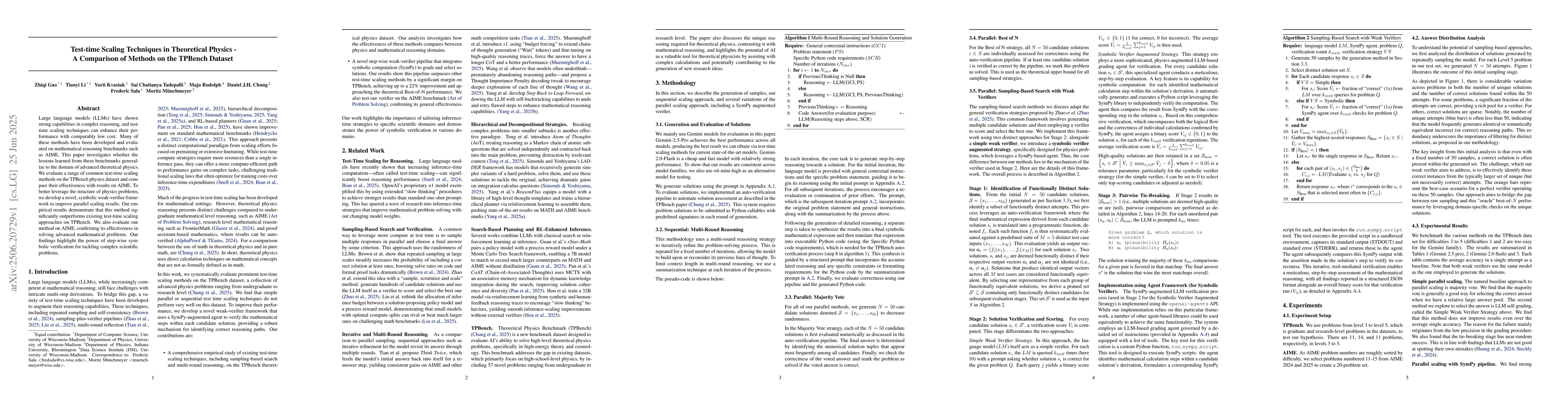 Thumbnail for Test-time Scaling Techniques in Theoretical Physics -- A Comparison of
  Methods on the TPBench Dataset