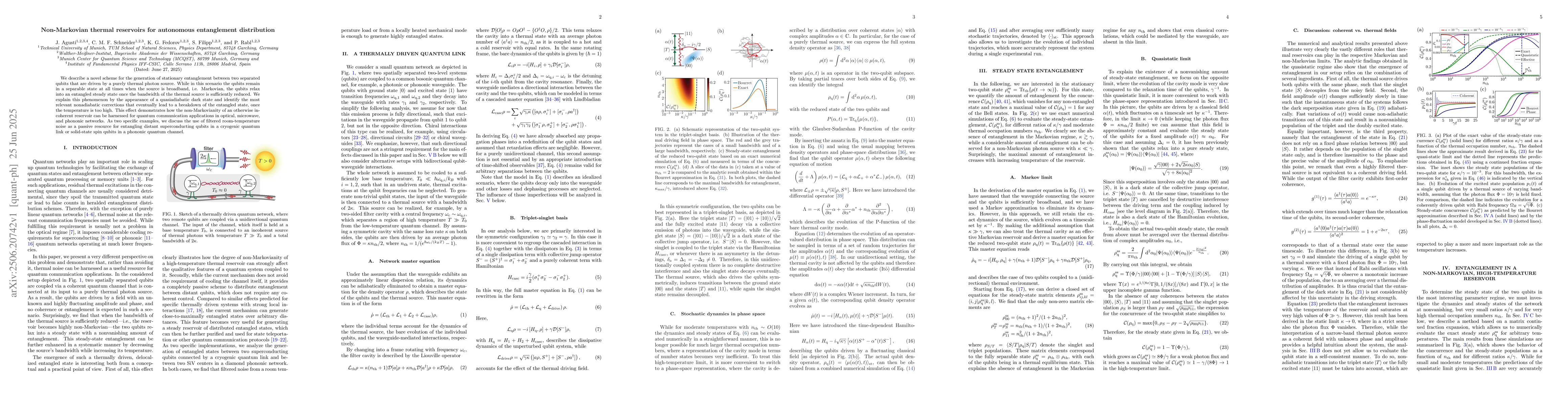 Thumbnail for Non-Markovian thermal reservoirs for autonomous entanglement
  distribution
