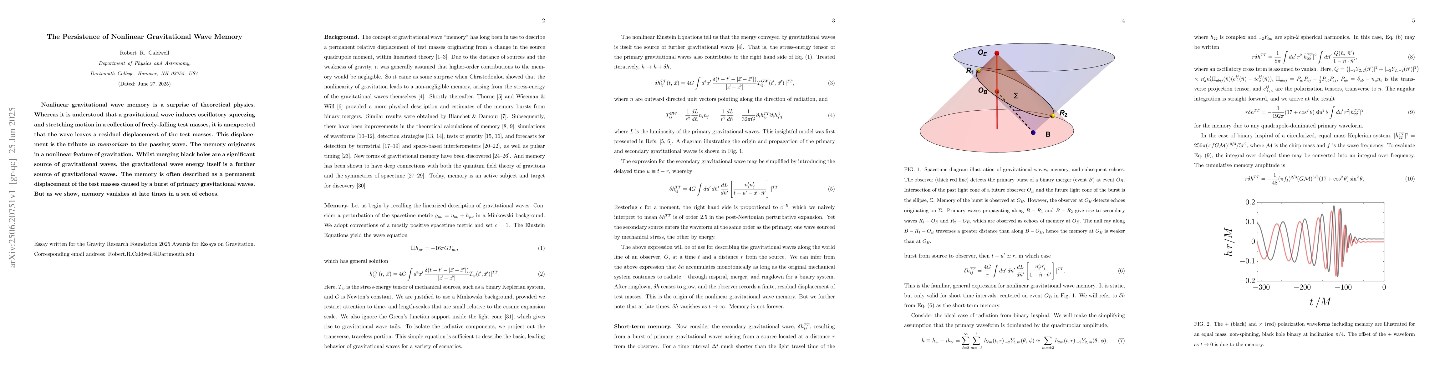 Thumbnail for The Persistence of Nonlinear Gravitational Wave Memory