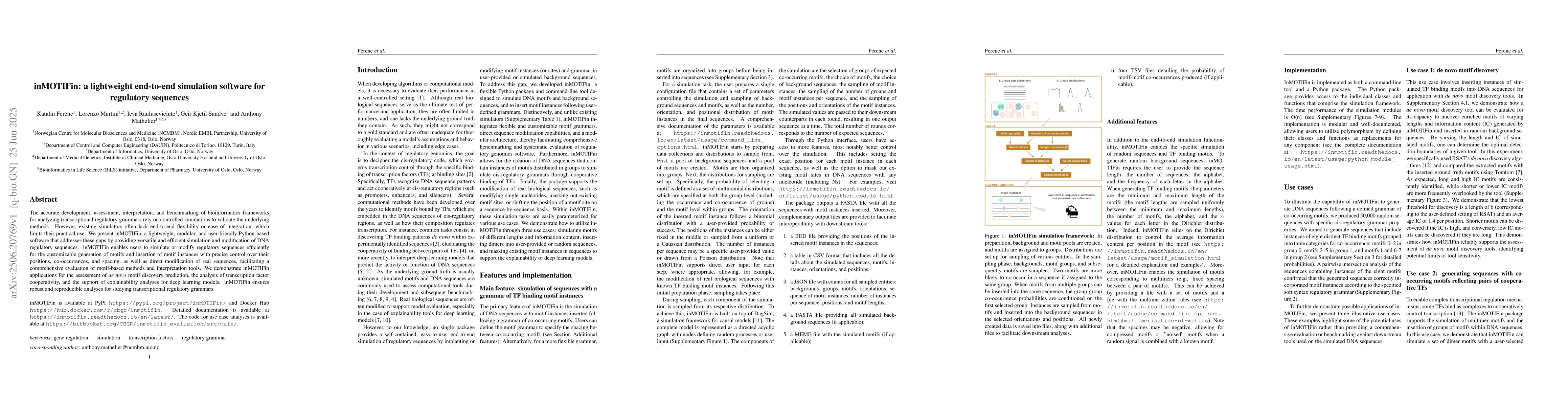 Thumbnail for inMOTIFin: a lightweight end-to-end simulation software for regulatory
  sequences
