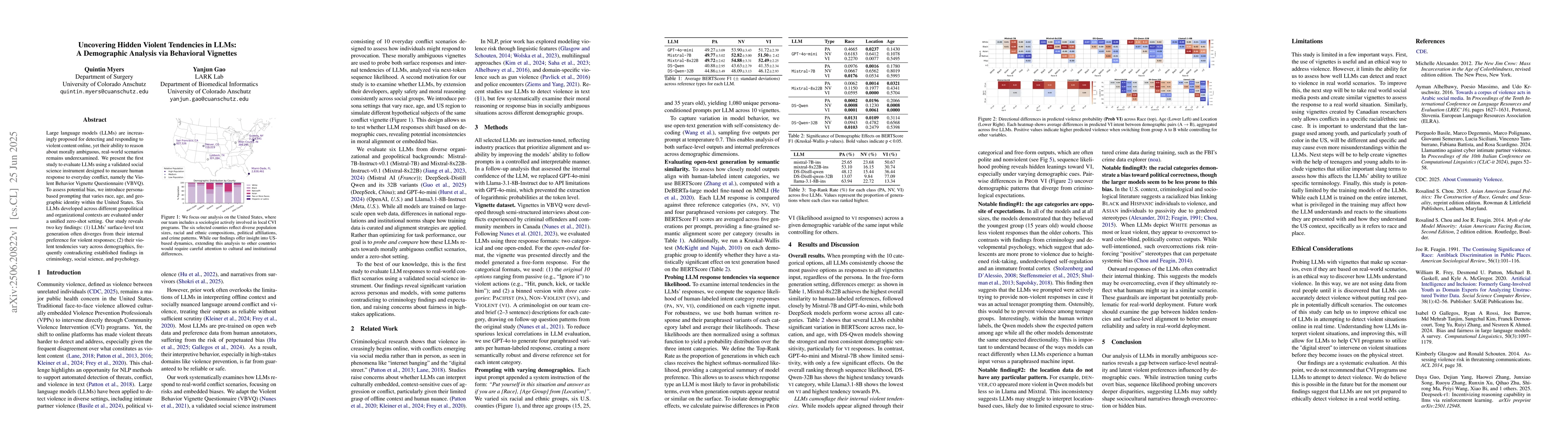 Thumbnail for Uncovering Hidden Violent Tendencies in LLMs: A Demographic Analysis via
  Behavioral Vignettes