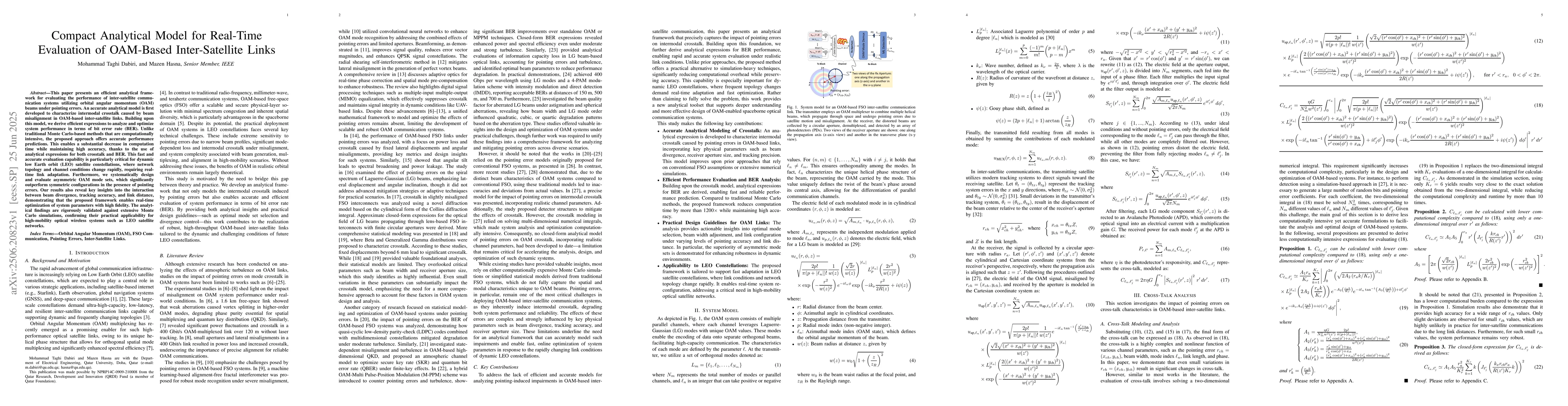 Thumbnail for Compact Analytical Model for Real-Time Evaluation of OAM-Based
  Inter-Satellite Links