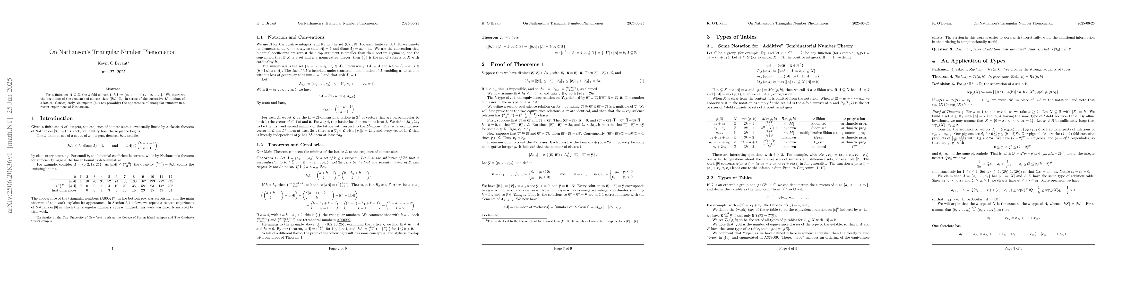 Thumbnail for On Nathanson's Triangular Number Phenomenon