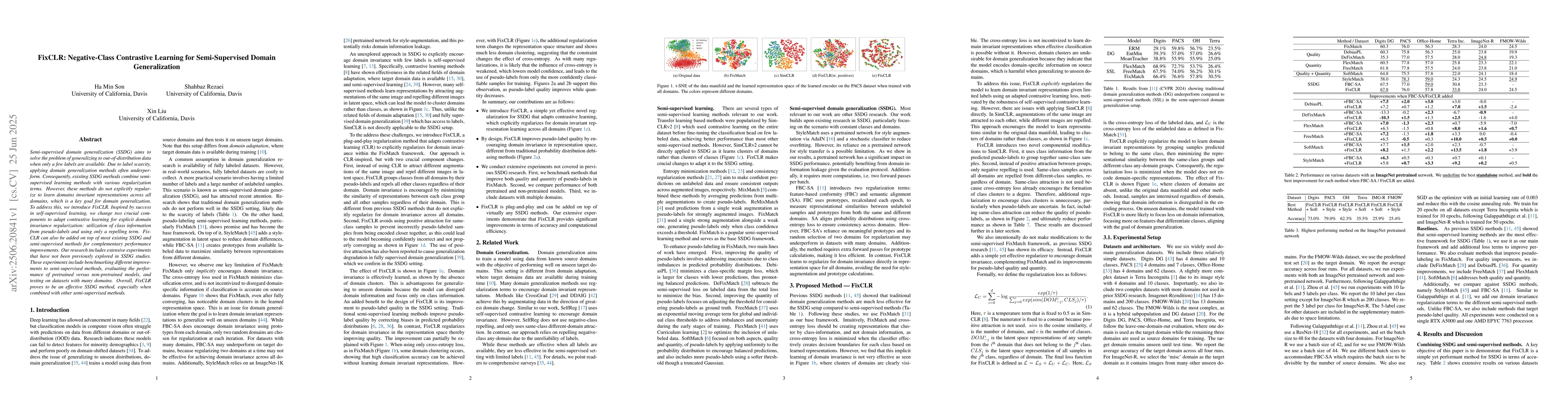 Thumbnail for FixCLR: Negative-Class Contrastive Learning for Semi-Supervised Domain
  Generalization