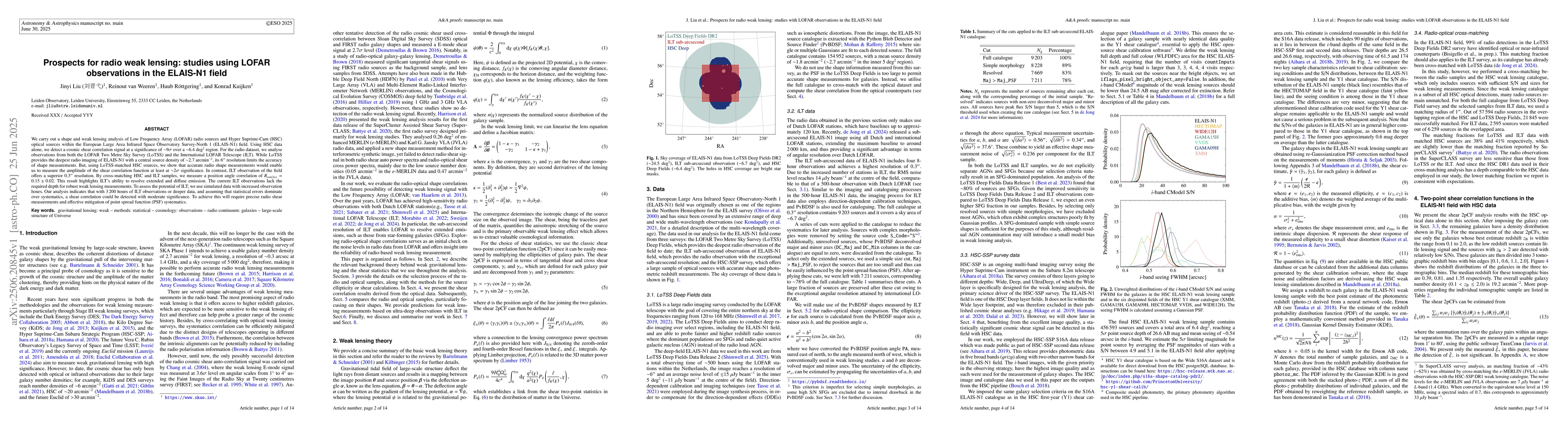 Thumbnail for Prospects for radio weak lensing: studies using LOFAR observations in
  the ELAIS-N1 field