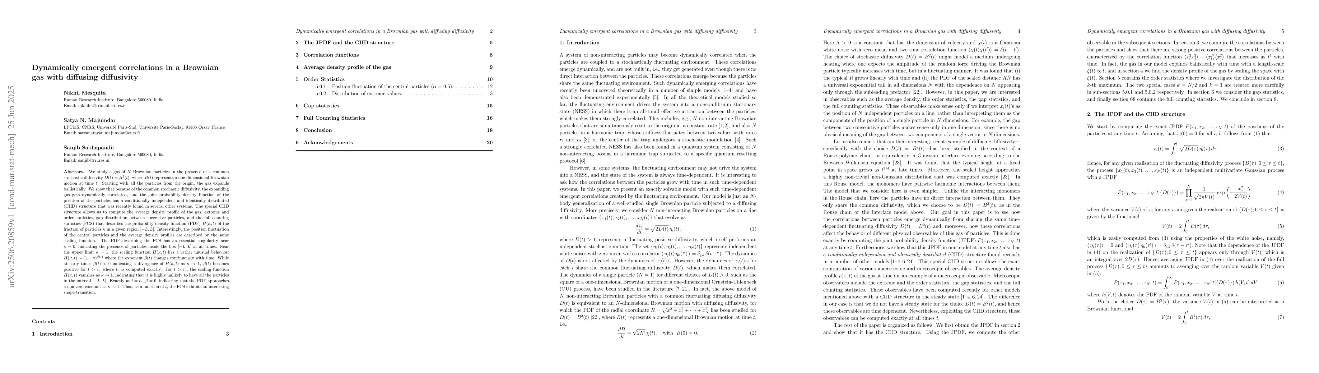 Thumbnail for Dynamically emergent correlations in a Brownian gas with diffusing
  diffusivity