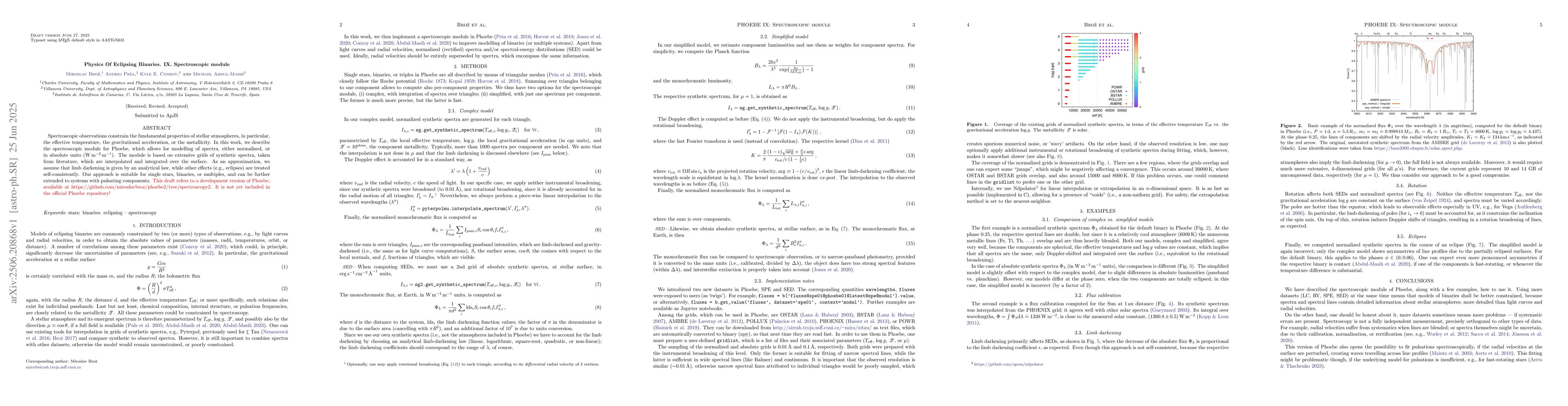 Thumbnail for Physics Of Eclipsing Binaries. IX. Spectroscopic module