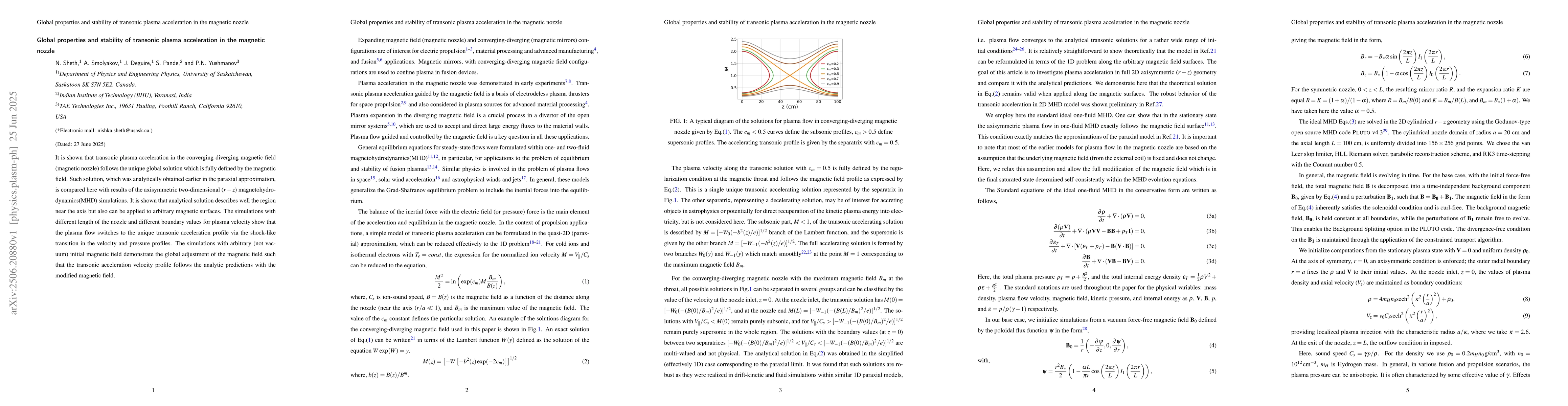 Thumbnail for Global properties and stability of transonic plasma acceleration in the
  magnetic nozzle