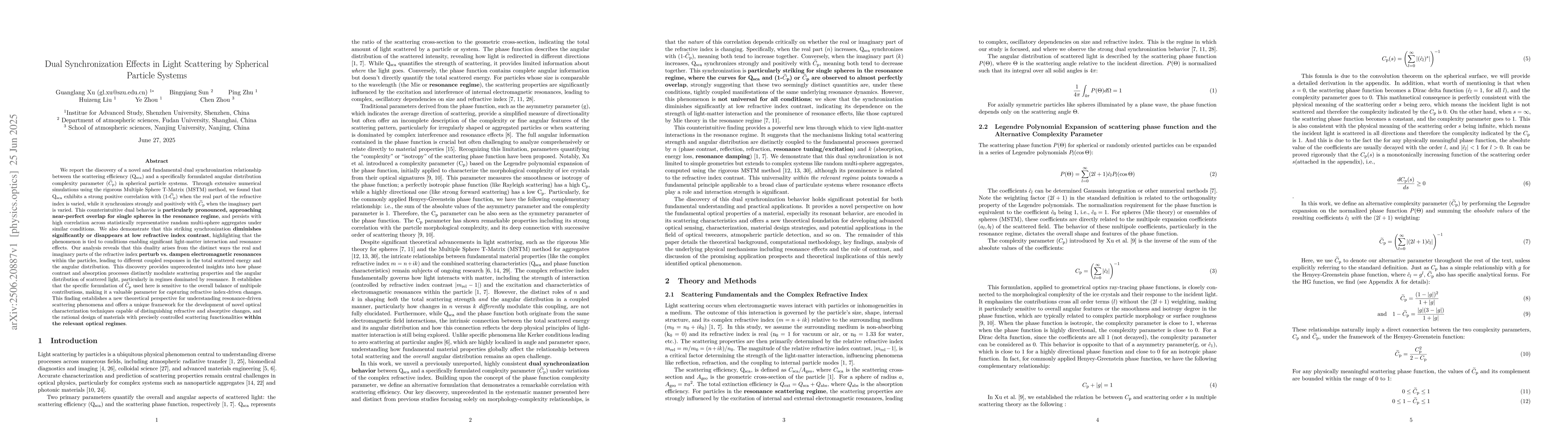 Thumbnail for Dual Synchronization Effects in Light Scattering by Spherical Particle
  Systems