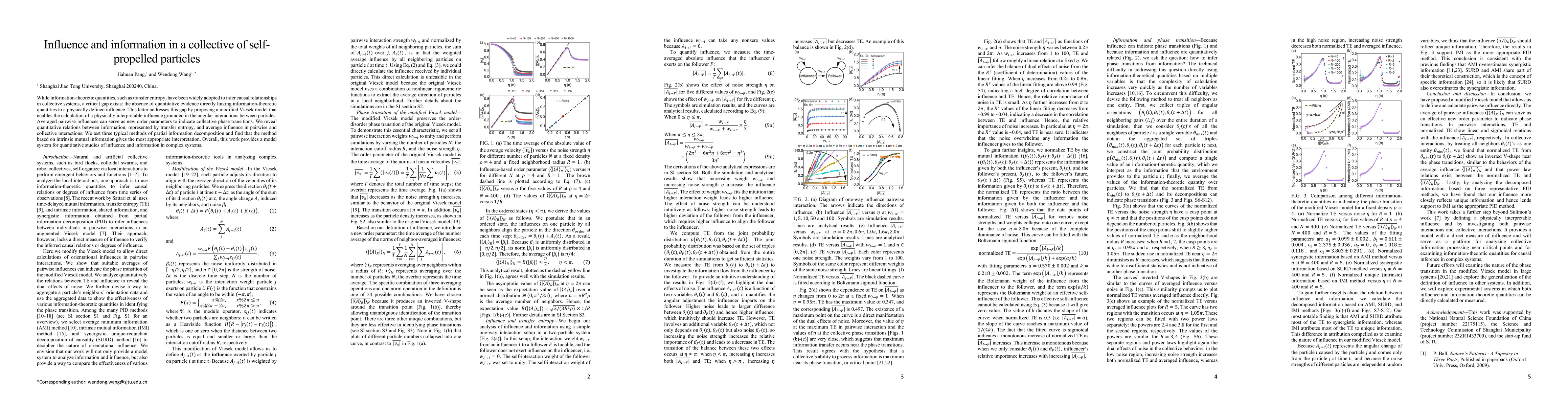 Thumbnail for Influence and information in a collective of self-propelled particles