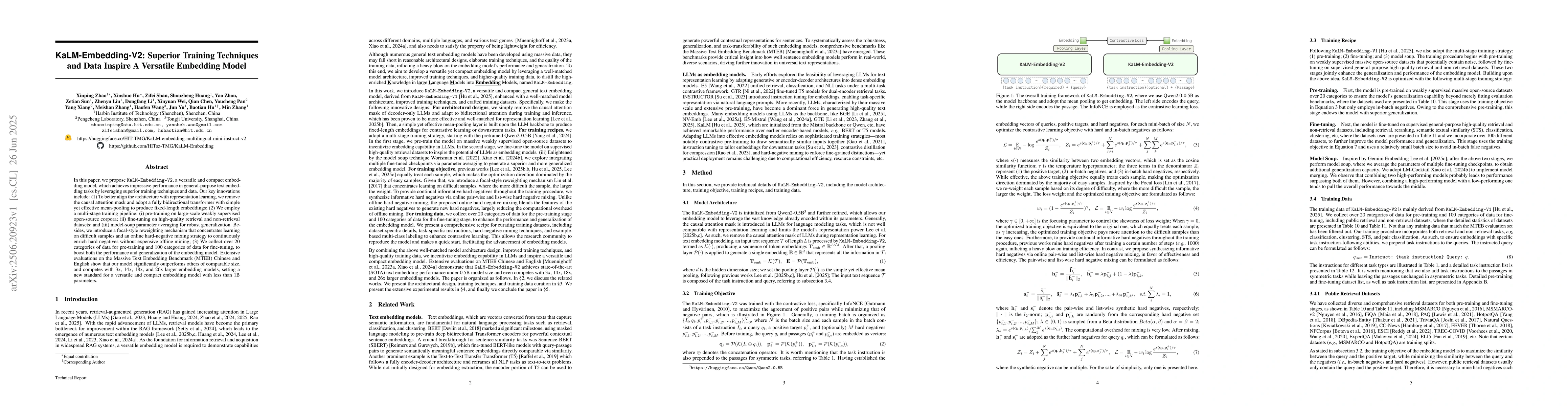 Thumbnail for KaLM-Embedding-V2: Superior Training Techniques and Data Inspire A
  Versatile Embedding Model