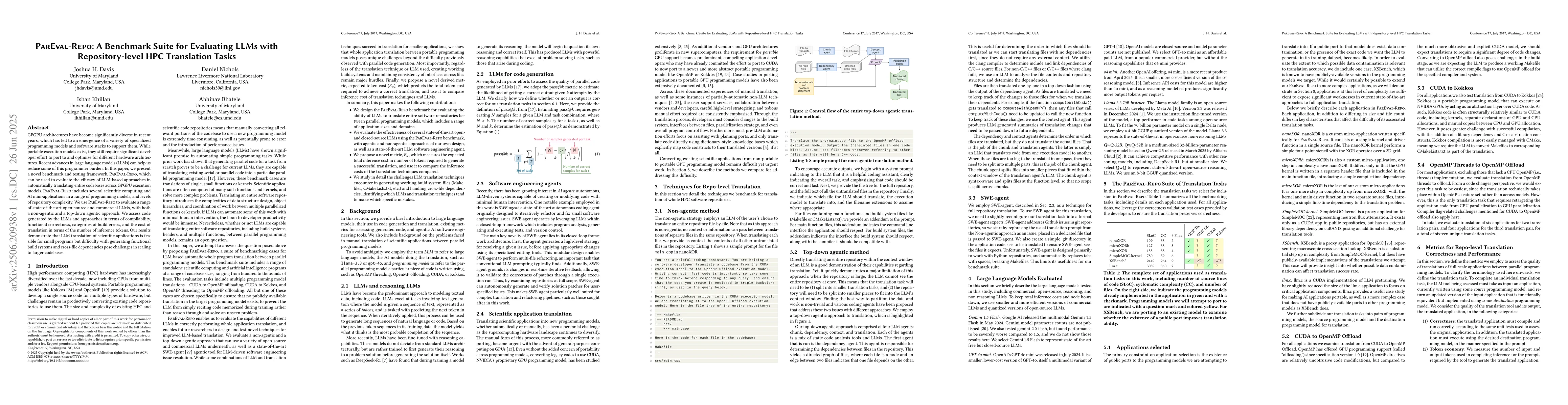 Thumbnail for ParEval-Repo: A Benchmark Suite for Evaluating LLMs with
  Repository-level HPC Translation Tasks