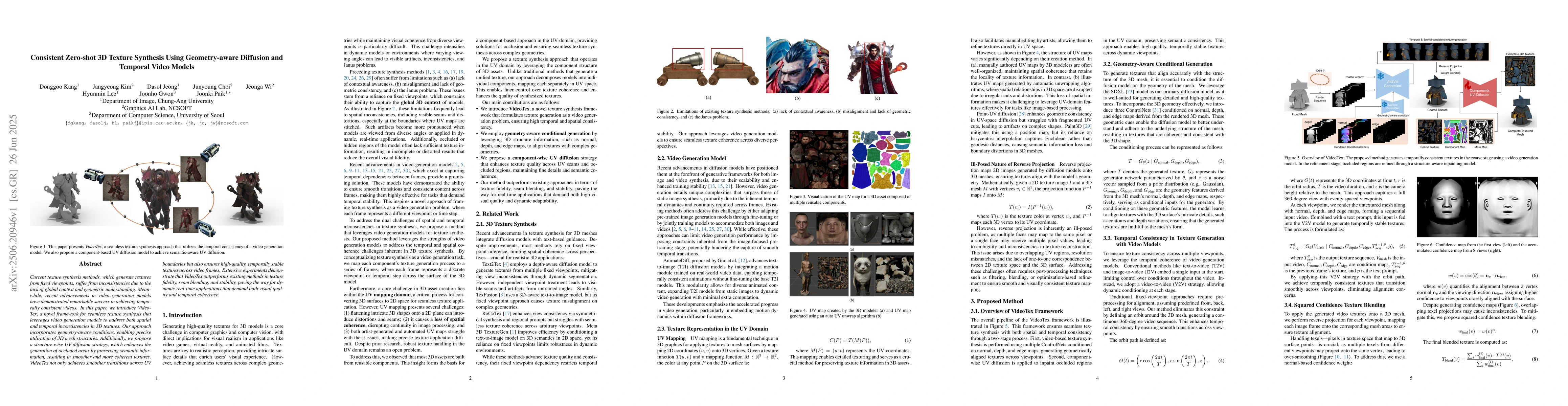 Thumbnail for Consistent Zero-shot 3D Texture Synthesis Using Geometry-aware Diffusion
  and Temporal Video Models