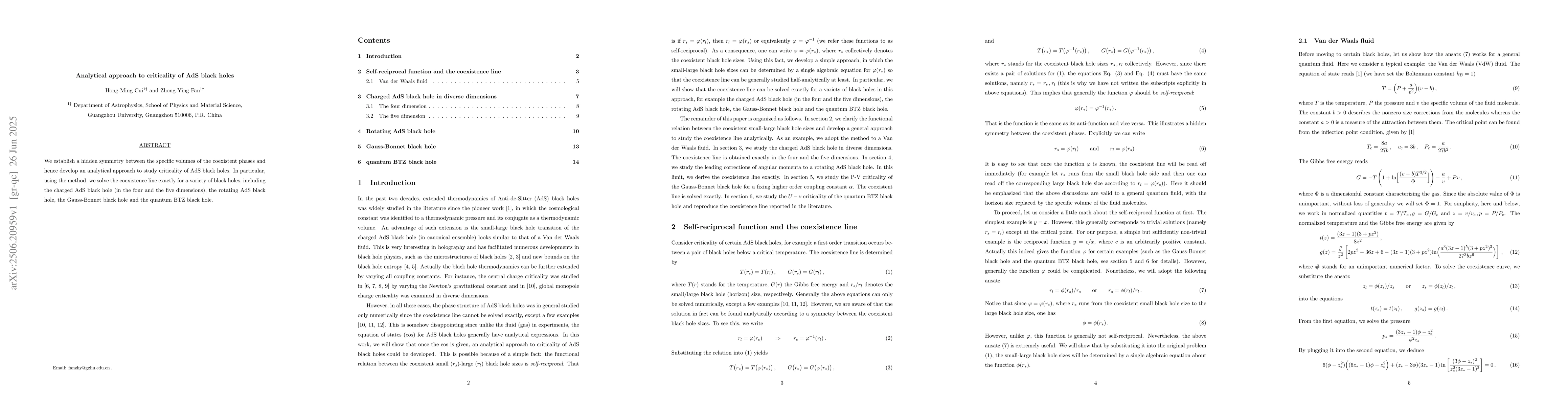Thumbnail for Analytical approach to criticality of AdS black holes