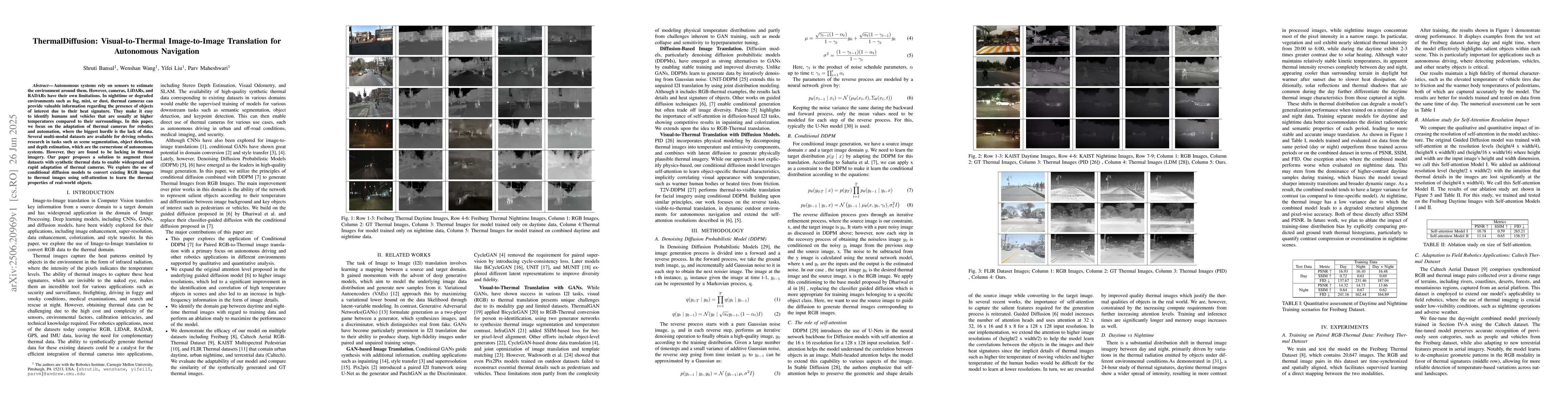 Thumbnail for ThermalDiffusion: Visual-to-Thermal Image-to-Image Translation for
  Autonomous Navigation