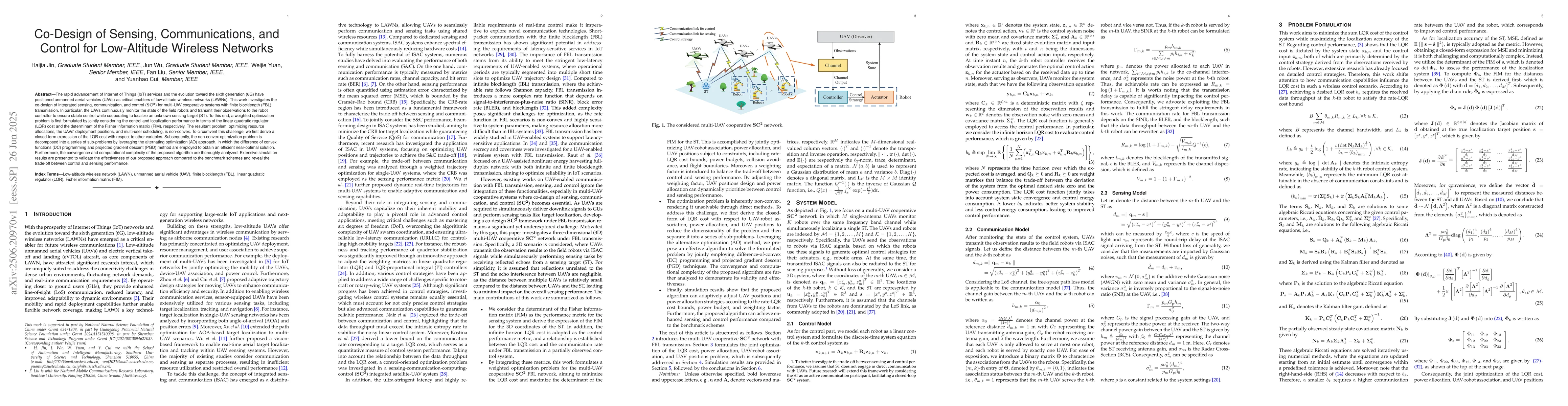 Thumbnail for Co-Design of Sensing, Communications, and Control for Low-Altitude
  Wireless Networks