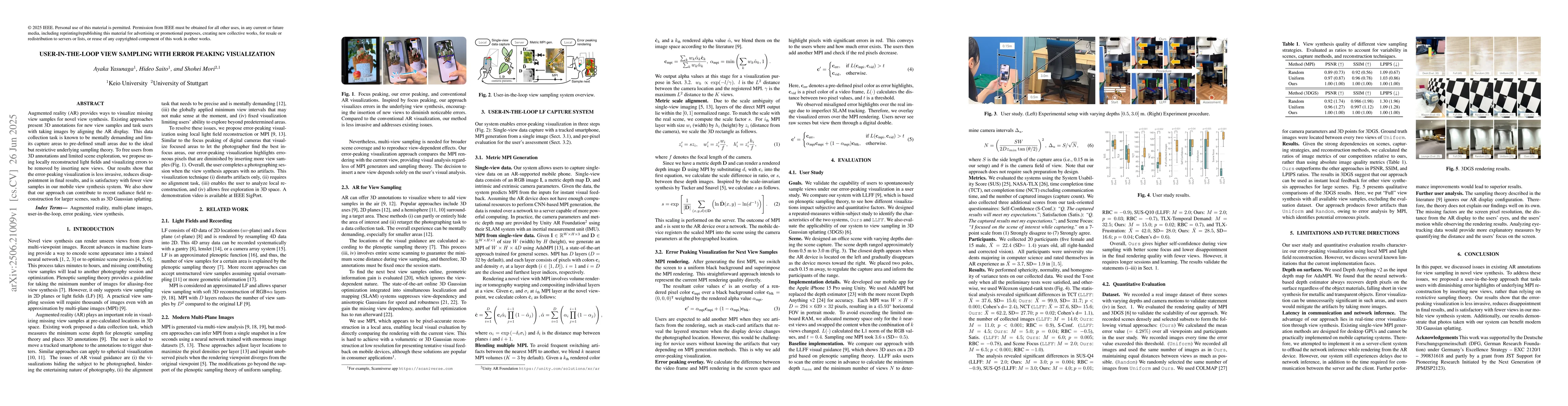 Thumbnail for User-in-the-Loop View Sampling with Error Peaking Visualization