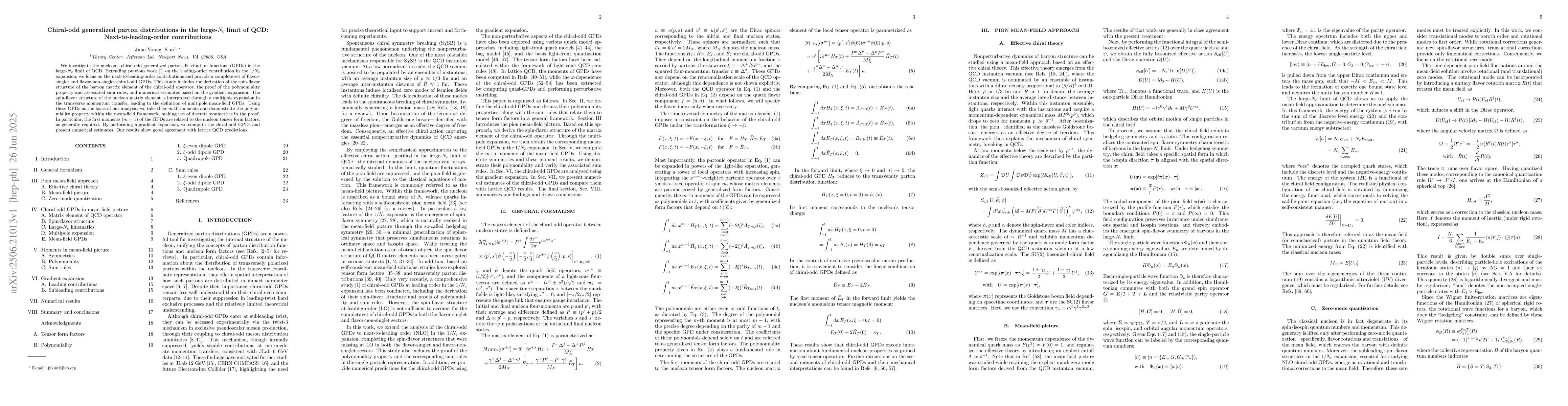 Thumbnail for Chiral-odd generalized parton distributions in the large-$N_{c}$ limit
  of QCD: Next-to-leading-order contributions