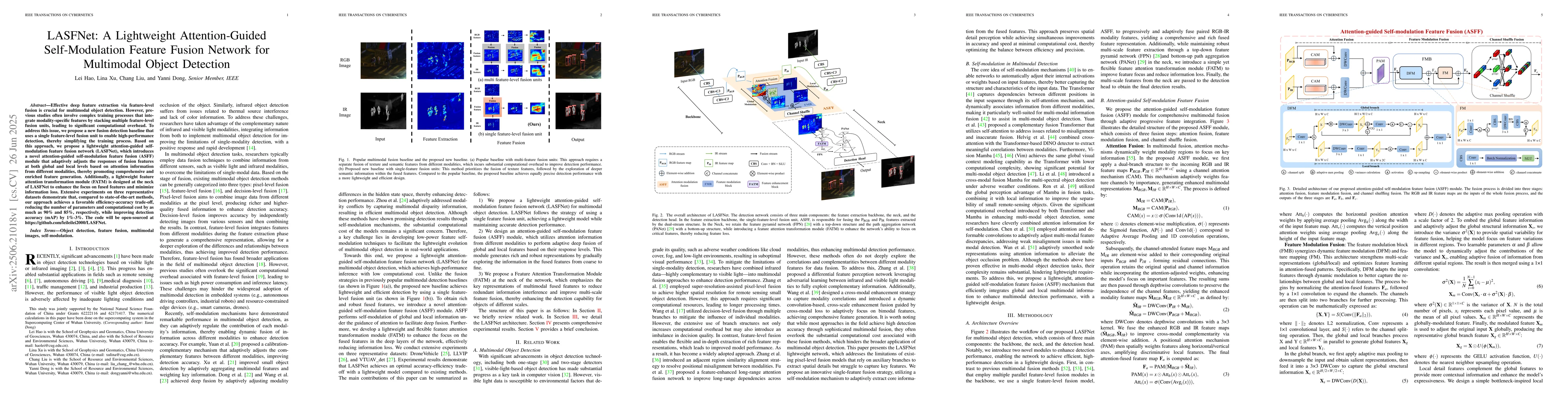 Thumbnail for LASFNet: A Lightweight Attention-Guided Self-Modulation Feature Fusion
  Network for Multimodal Object Detection