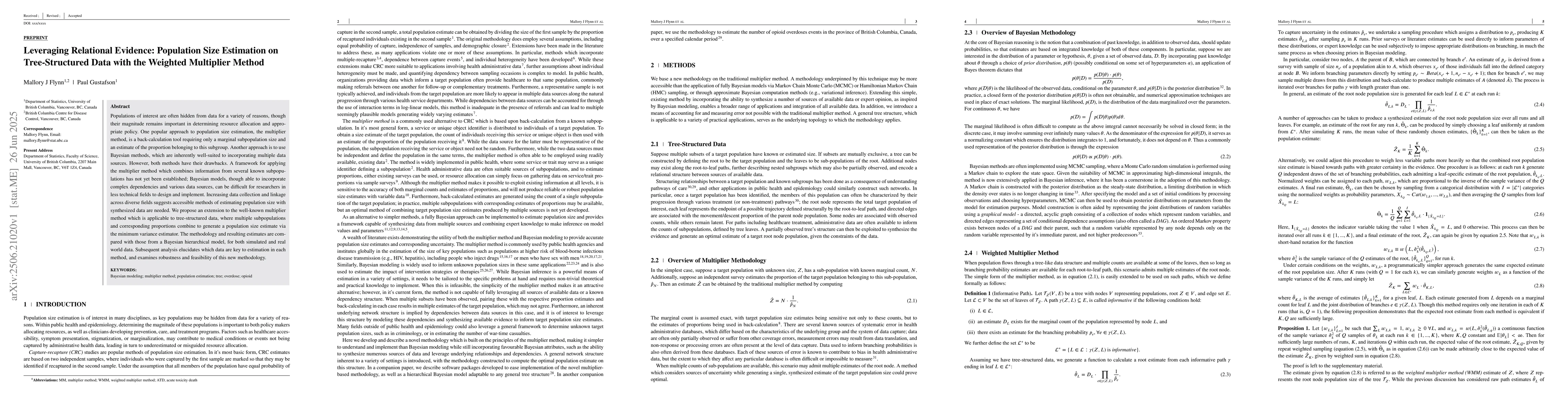Thumbnail for Leveraging Relational Evidence: Population Size Estimation on
  Tree-Structured Data with the Weighted Multiplier Method