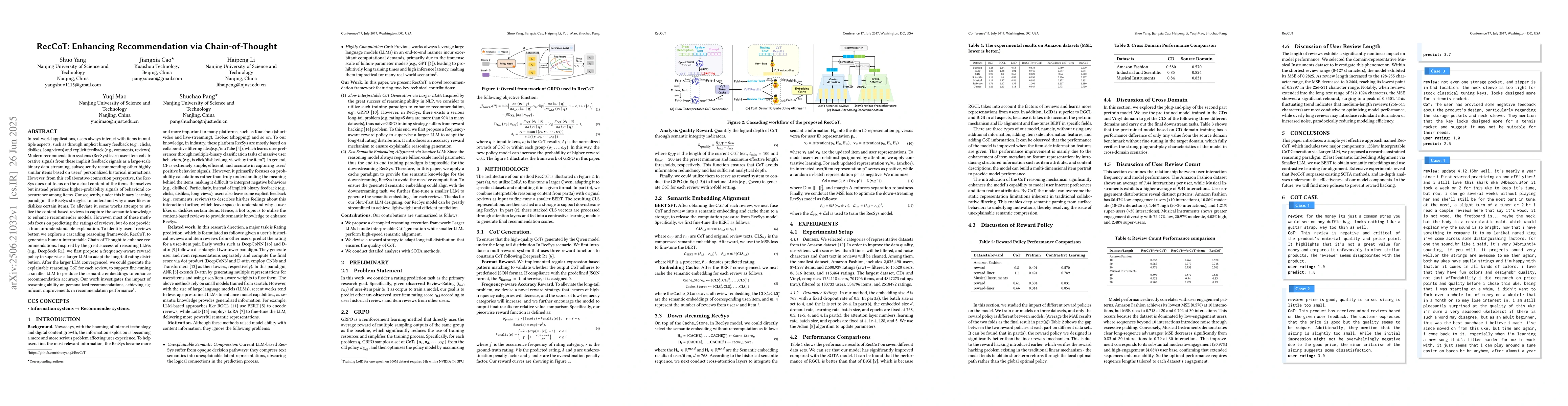 Thumbnail for RecCoT: Enhancing Recommendation via Chain-of-Thought