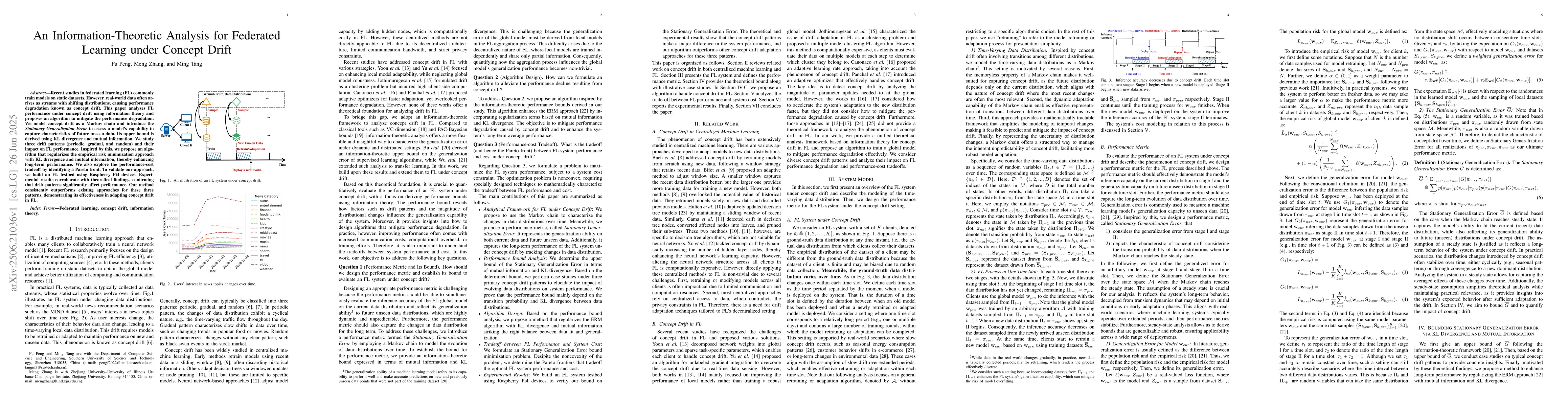 Thumbnail for An Information-Theoretic Analysis for Federated Learning under Concept
  Drift
