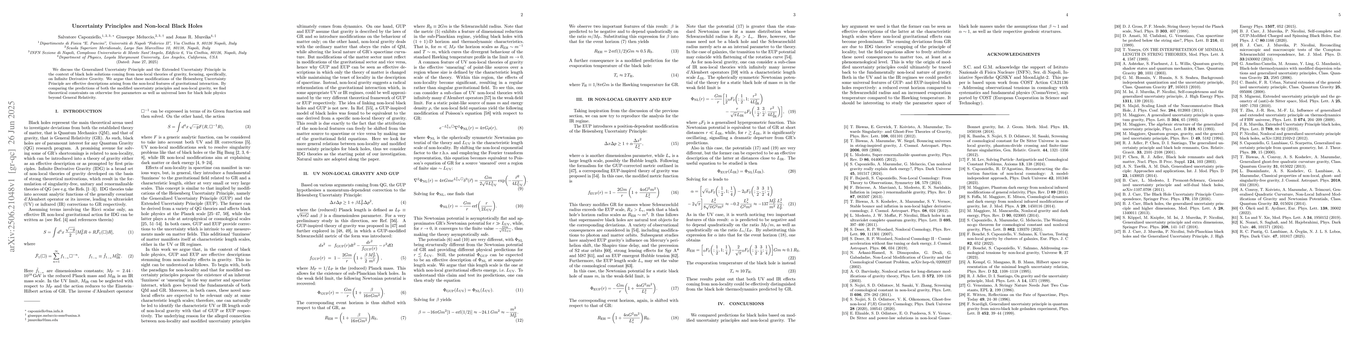 Thumbnail for Uncertainty Principles and Non-local Black Holes